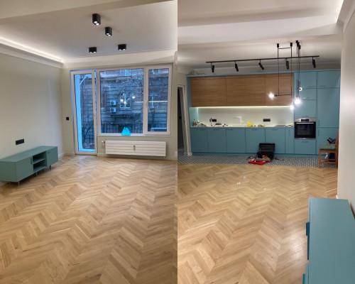 Завършен кадър на цялостен ремонт на всекидневна