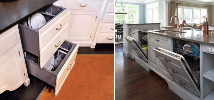 Чекмеджета са, но с вградена съдомиялна машина!