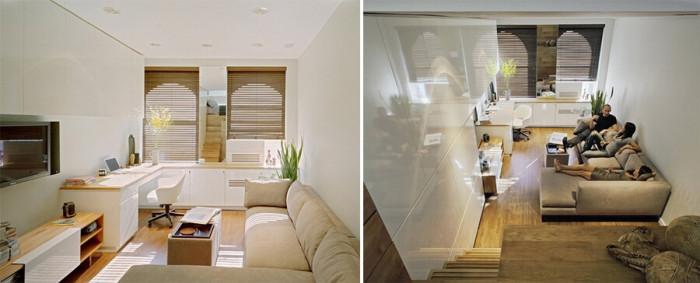 Умен минимализъм - офис и дневна в едно