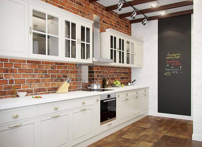 Бяла кухня в лофт стил