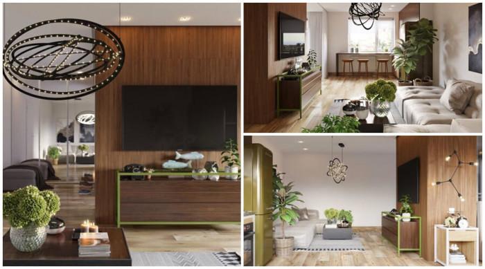 Дневната е подчинена на естествените материали и землистите нюанси