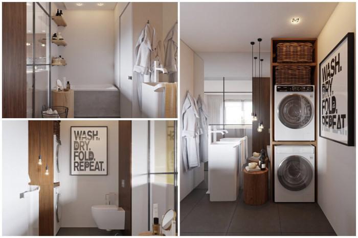 Банята е комбинирана с функционално мокро помещение