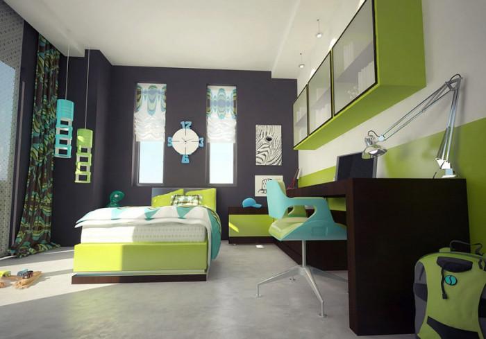 Сиви елементи в детската стая за момче