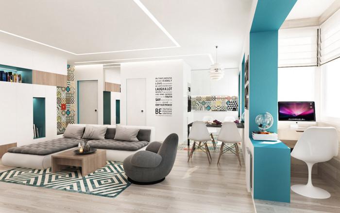 Широка холна част с тюркоазени акценти