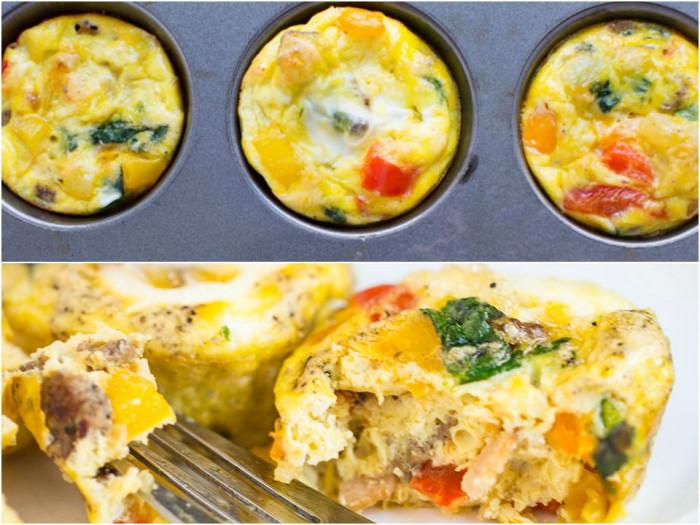 Мини фритати с цветни зеленчуци в силиконова тава