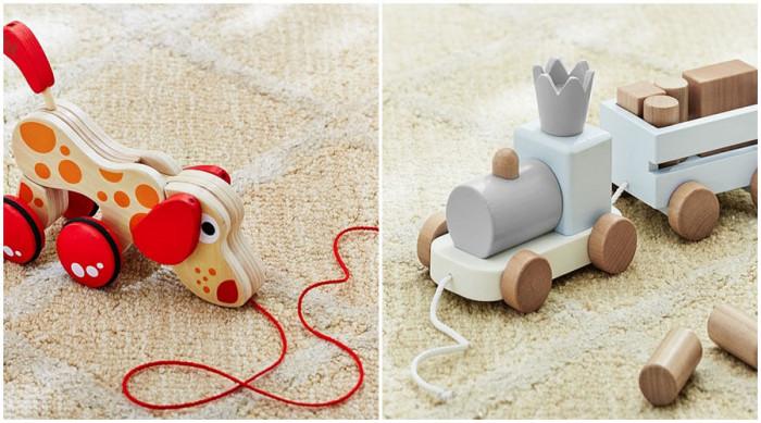 Обърнете внимание на играчките с дълги шнурове или друг тип връв