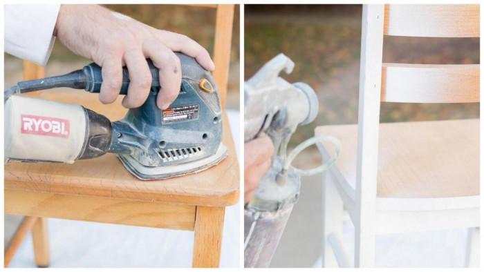 Стъпка 1: Изшкурете и боядисайте столовете