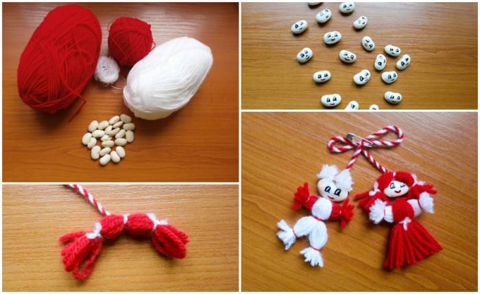 Изумителни мартеници от бобени зърна и прежда