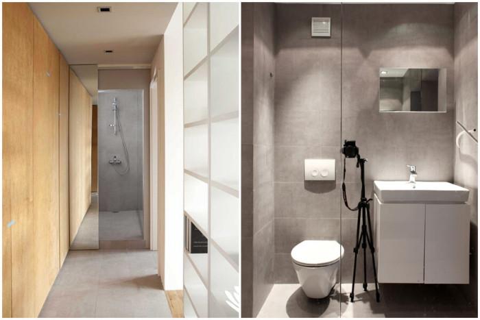 Банята е малка, но обзаведена със стил