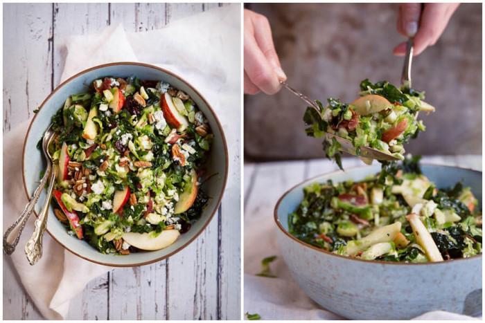 Цветна салата с брюкселско зеле, моркови и ряпа