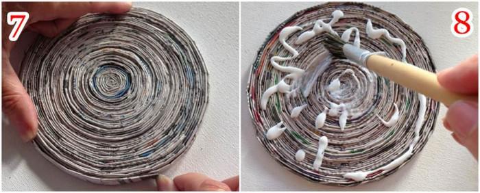 Оформете основата на купичката от вестници - стъпки 7 и 8