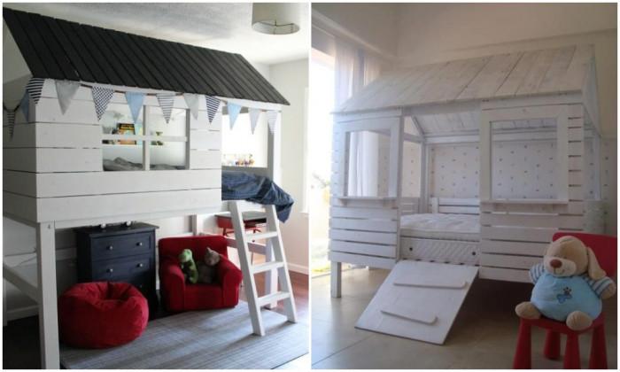 Детска дървена къщичка-легло