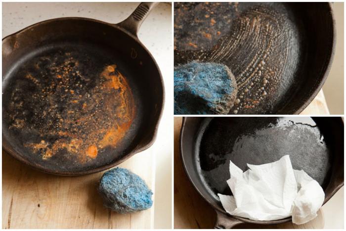 Чугунен тиган - премахнете ръждата без усилия