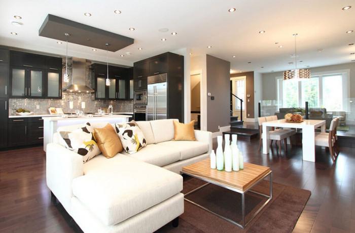 Поставете дивана с гръб към кухненския модул