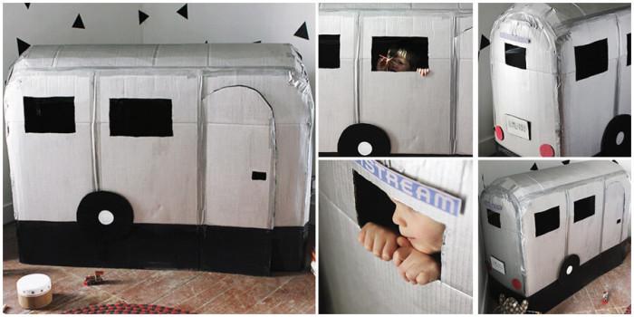 Къмпингуването у дома става по-забавно в каравана от кашони