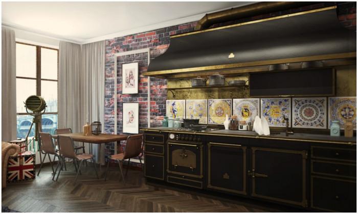 Класическа кухня в комбинация със съвременна трапезария