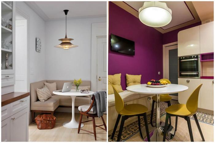 Обединете кухня и трапезария чрез поставянето на ъглов диван