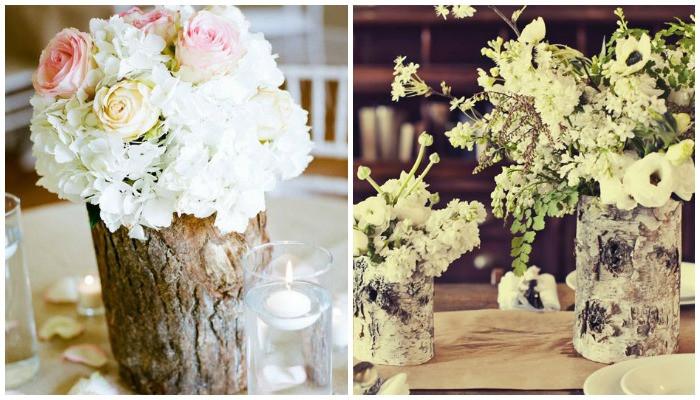 Оригинална ваза от дървено пънче