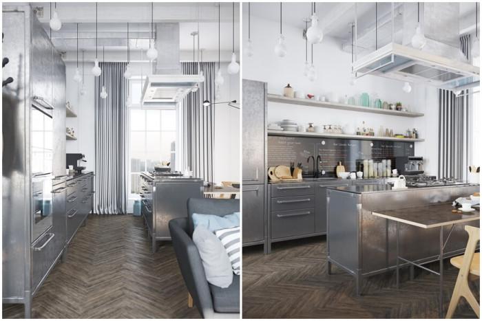 Сива, но стилна кухня. Магията на индустриалния стил!