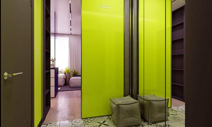 Още в коридора ни посрещат ярки цветове и интересни решения