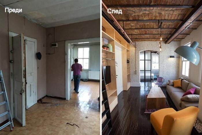 Преди и след: Обикновеният апартамент оживява в стилно индустриално жилище