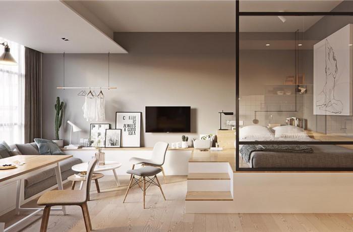 Добре оползотвореното пространство в едностайния апартамент