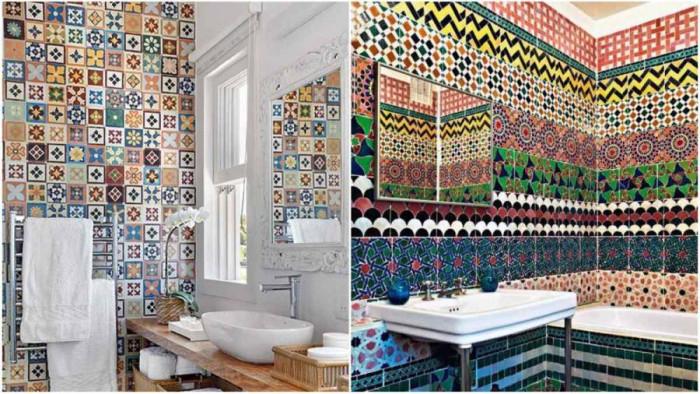 Неподражаем колорит в банята с португалски плочки