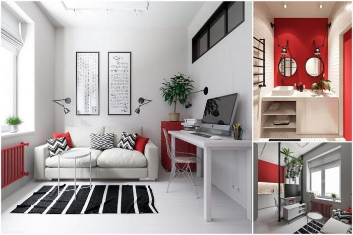 Минималистичен стил и индустриални елементи в стилния апартамент от 30 кв. м.