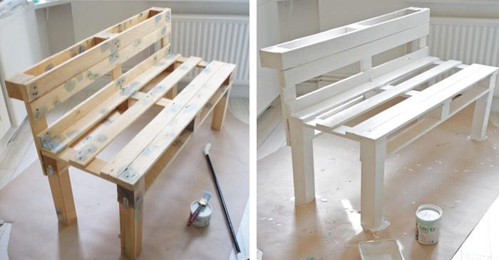 Обработка на дърво за пейка от палети