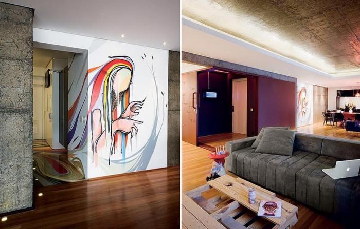 Покрийте с графити част от антрето или коридора