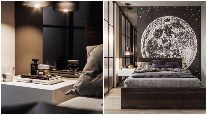 Декоративният панел разчупва семплата обстановка в спалнята