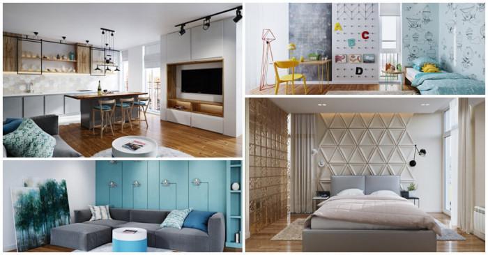Страхотно жилище в 84 кв.м., срещнало съвременния стил и ефектните сини нюанси