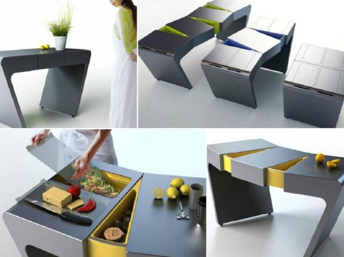Маса, гъвкава като акордеон - концепция, впечатляваща с мултифункционалност