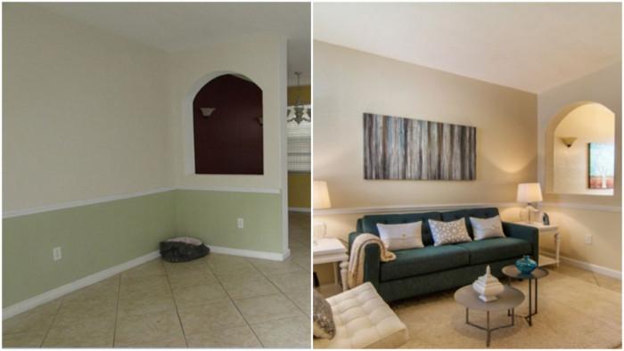 Безличното празно пространство оживява в бежова дневна