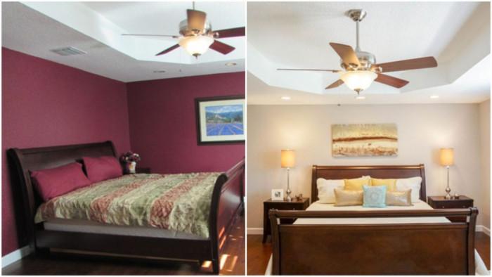 Пурпурното избледнява в нова светла спалня