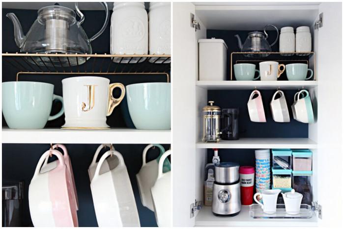 Поставката за чаши ще ви спести много място в горните шкафове