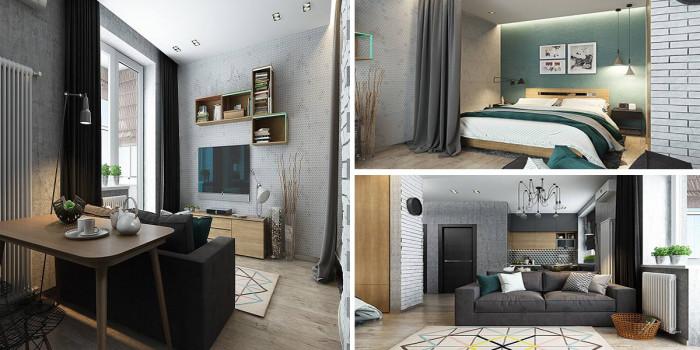 Модерен индустриален апартамент в 40 кв.м.