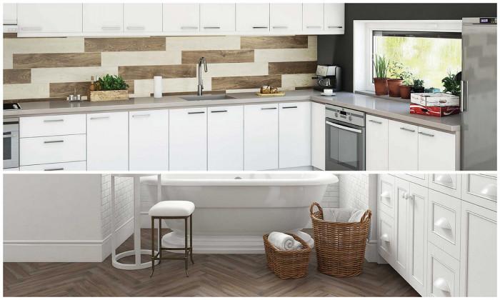 С един материал, обличаме всички помещения и повърхности - дневната, банята и дори кухнята!