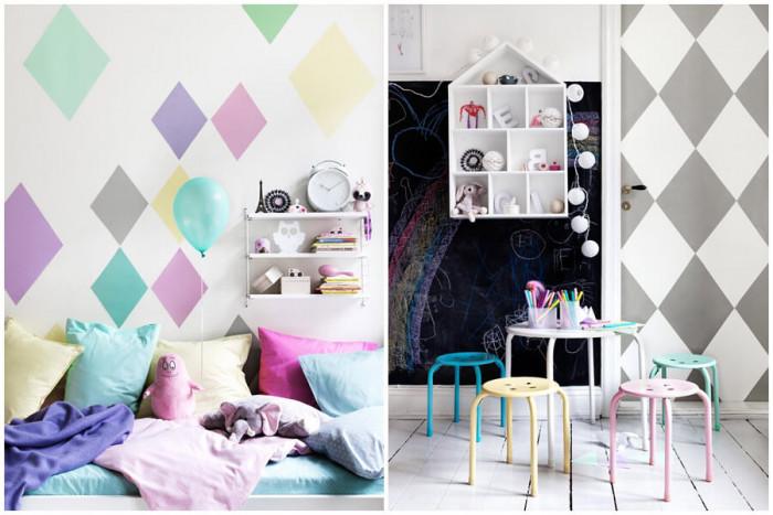 Пастелни цветове и геометрични фигури