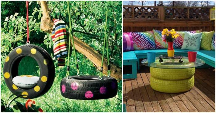 Лесни градински проекти със стари гуми