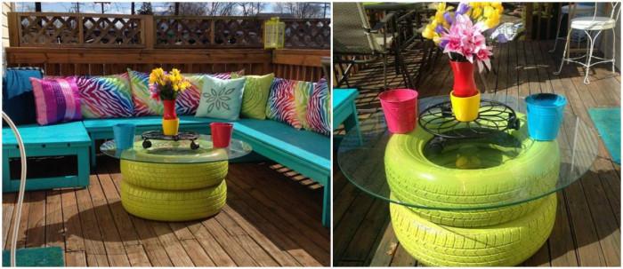 Симпатична кафе-масичка от гуми