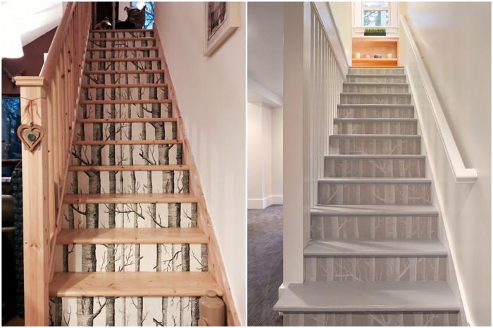 Стълбище с декорация от тапет