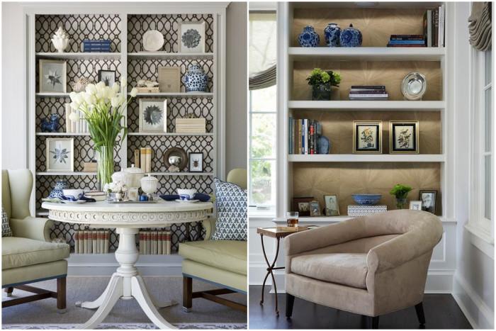 Ниша за съхранение, декорирана с тапет