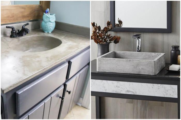 Покрийте мивката с бетон