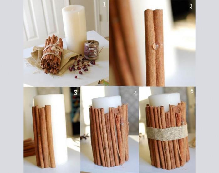 Свещи с канелени пръчици