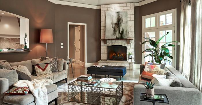 Дневна в кафяво: гарантирана елегантност в интериора