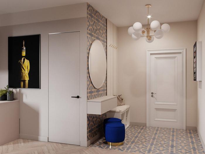 Кокетно антре със сини акценти