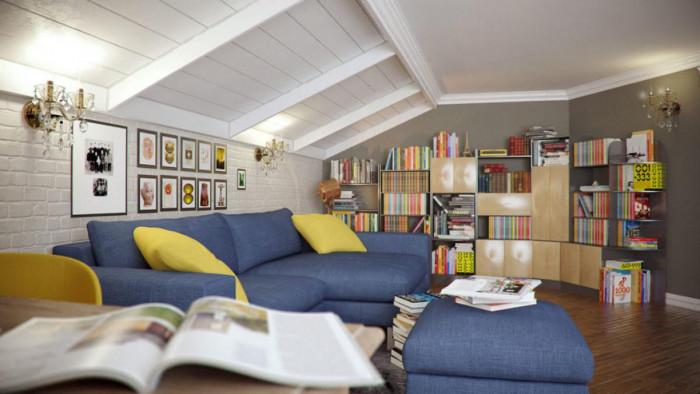 Стени в таванско помещение в стил лофт