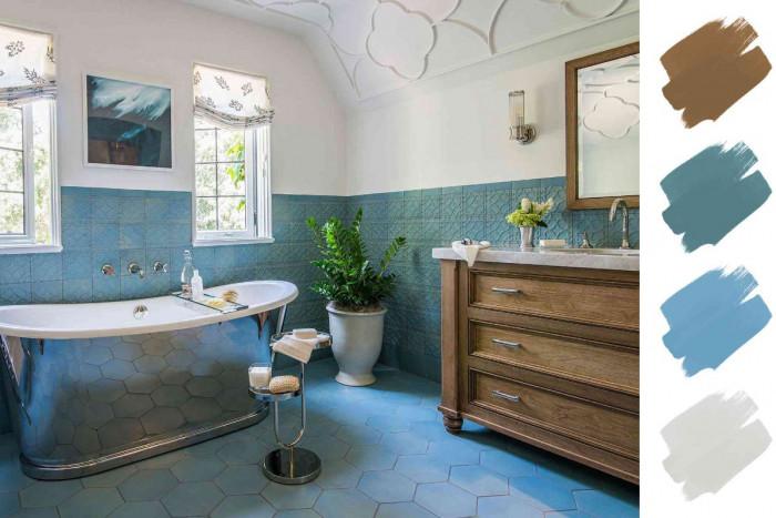 Синьо, бяло и кафяво