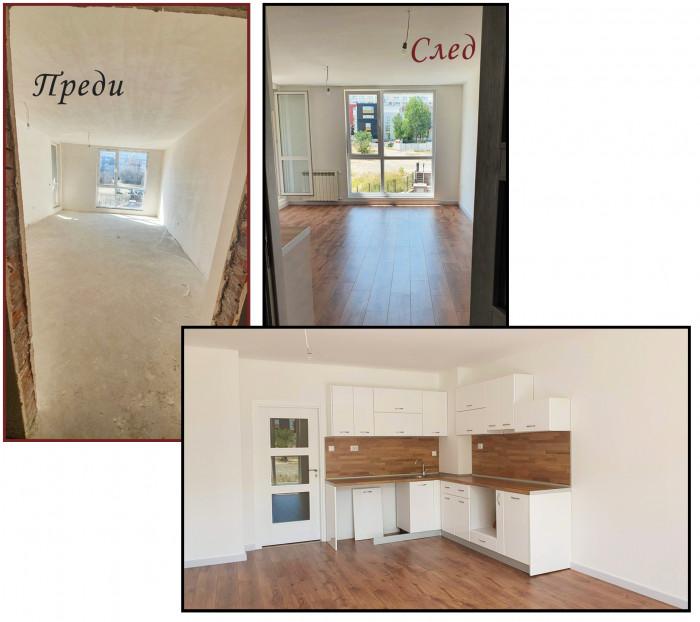 Дизайн, довършителни работи и монтаж на кухня в ново строителство